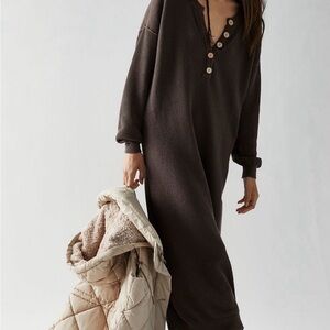 Hailey Sweater Midi Dress Free People medium brown minked